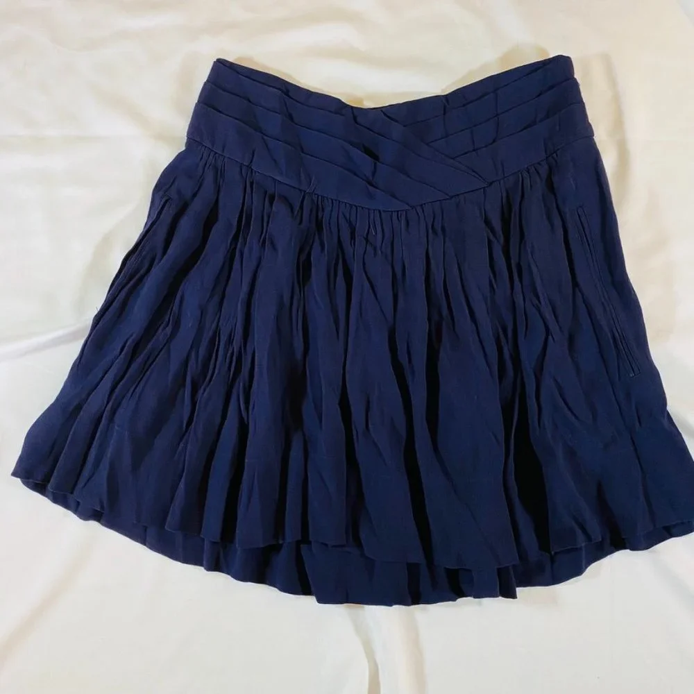 Beautiful Navy Blue ruffled and pleated mini skirt Comptoir Des Cotonniers